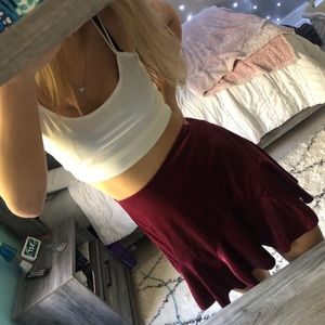 FRANCESCAS- BRAND NEW maroon velvet skirt w/ flare